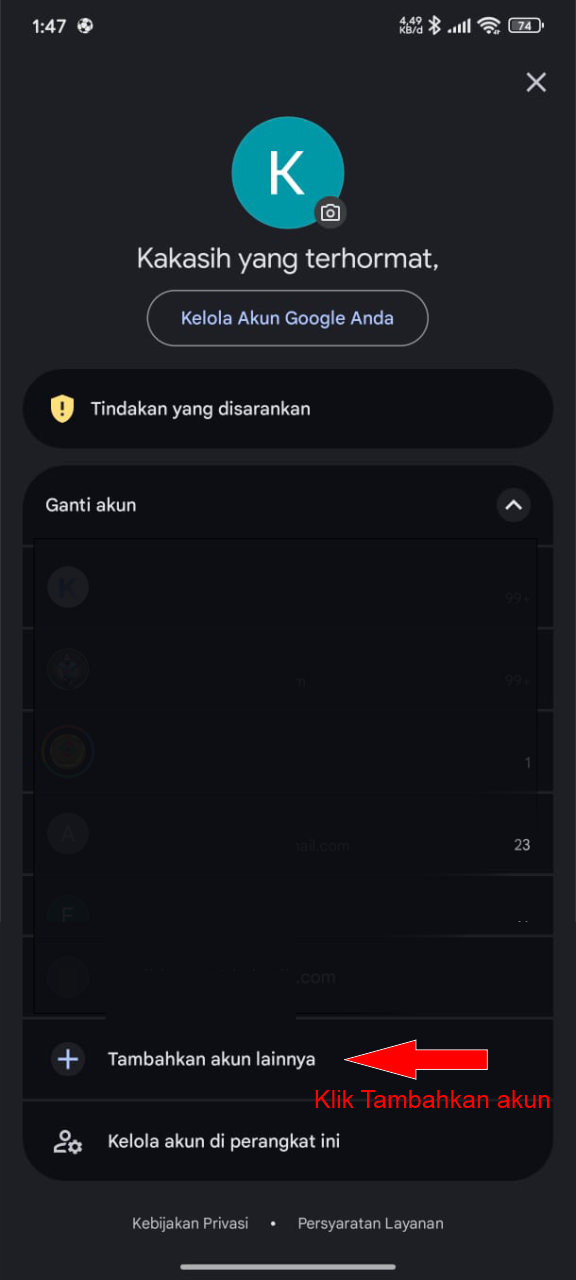 Langkah 2 Klik Tambahakan Akun lainnya